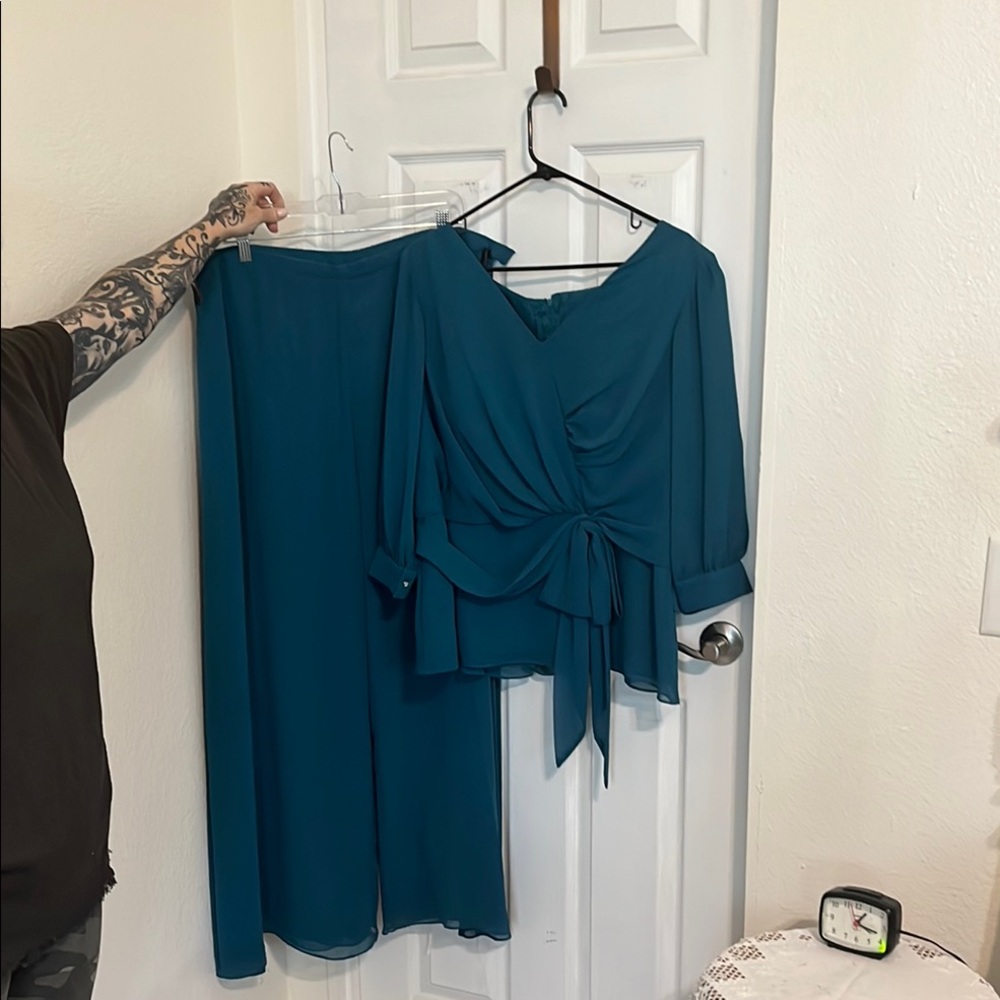 Alfred Angelo Teal Two-Piece Dress Set